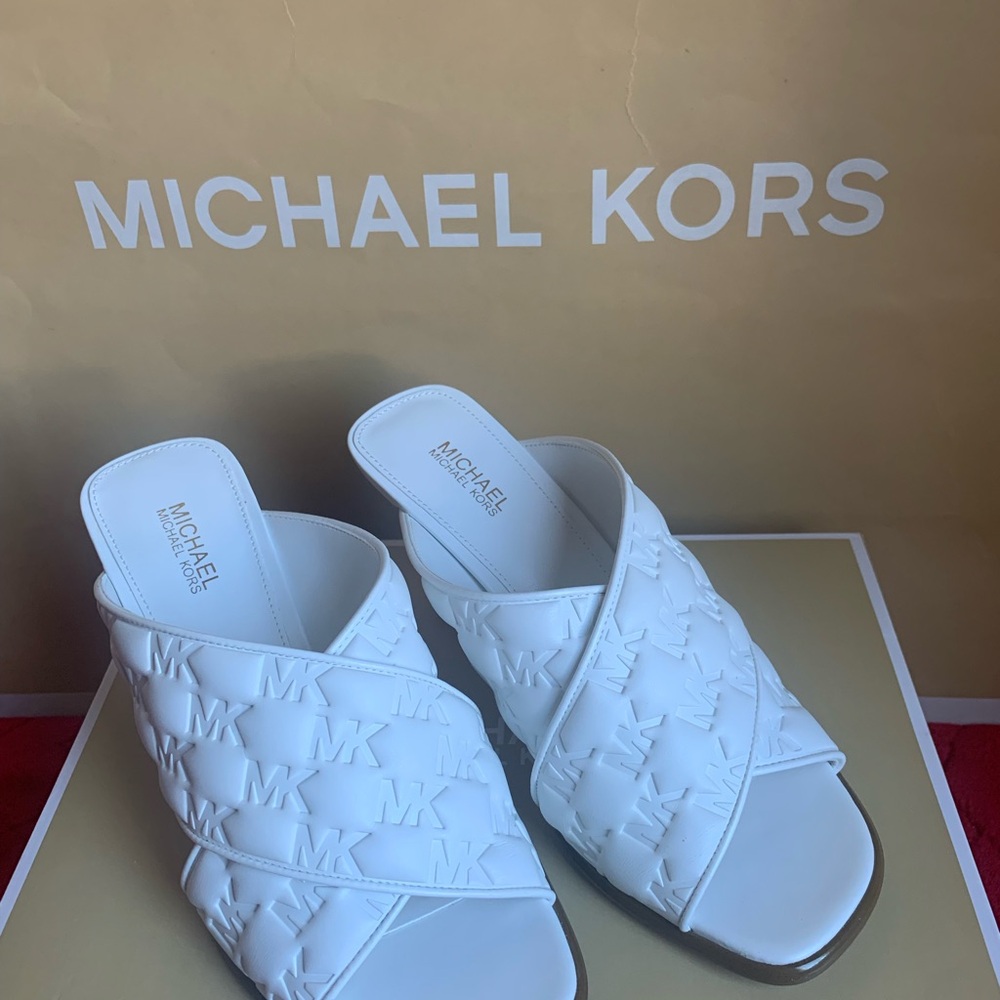Michael Kors White Gideon Mules